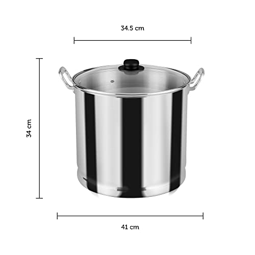 Vasconia 27.5Quart Steamer Pot (Aluminum) with Tray & Glass Lid, For