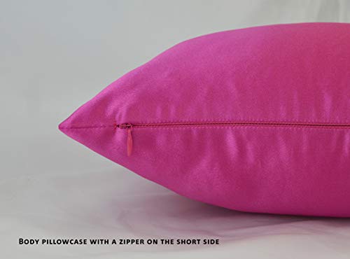 Aiking Home Luxury 400Tc Solid Bridal Satin 20 X 54 Inch Body Pillow Case - Hidden Zipper Closure - 100% Polyester (Pack Of 1, Fuschia) #TOP2