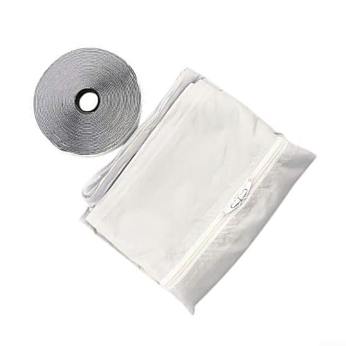 Sello de ventana de aire acondicionado, paño de sellado de 9.84 pies con doble cremallera, ajuste perfecto para marco deslizante para ventanas, kit de instalación de aire acondicionado, tira de