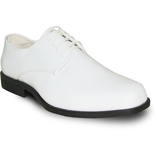 VANGELO Men's Tuxedo Shoes TUX-1 Wrinkle Free Dress Shoes Formal Oxford White Patent