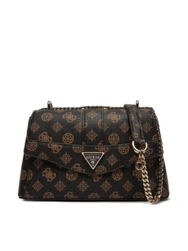 GUESS Dorys Convertible Xbody Flap Bag Mocha Logo