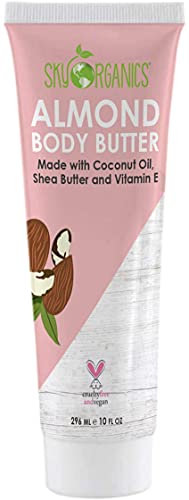 Whipped Almond Body Butter by Sky Organics (10 fl. oz) Body Butter, Almond Body Butter, Cruelty Free Body Butter Cream Body Moisturizer Cocoa and Shea Butter Body Cream
