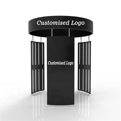 ZLPOWER 10FT Photo Booth Enclosure Backdrop Tents with Top Customized Logo Tension Fabric Movable Backdrops Degree Camera Background Video Photobooth with RGB 24 PCS LED Light for Rental Wedding Party