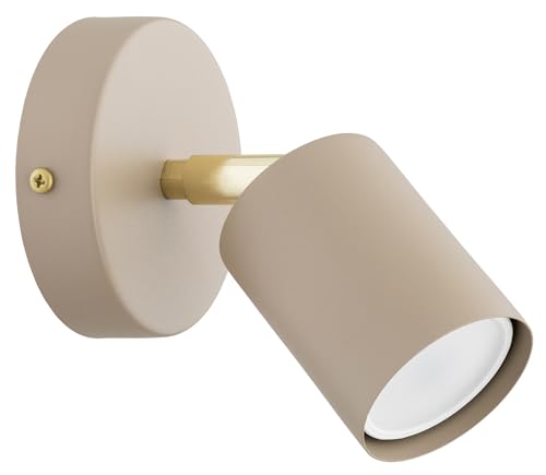 KAR LIGHTING Wandleuchte 1-flammig Beige Rund – schwenkbarer Wandstrahler & LED Spotlampe aus Metall – GU10 Strahler für Flur, Wohnzimmer, Schlafzimmer – modern & LED geeignet