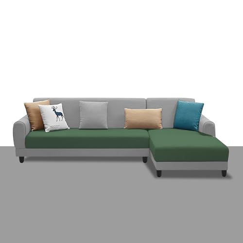 Image of Kraven RHS 6 Seater L Shape Sofa Set for Living Room (Green Grey Fabric) Premium Fabric Sofa