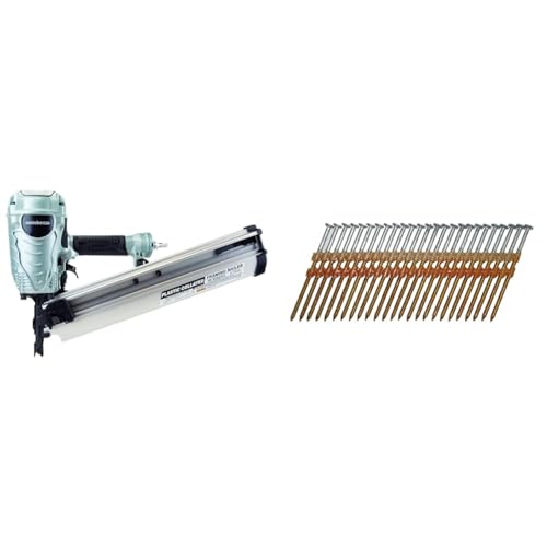 Image of Bundle of Metabo HPT Framing Nailer | NR90AES1 + Metabo HPT Framing Nails | 2 In. x 0.113 | 21 Degree | Full Round Head | Hot Dipped Galvanized | Ring Shank | 1,000 Count | 20171SHPT