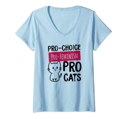 Mujer Pro Choice Pro Feminism Pro Gatos Divertido Lindo Feminista Gato Mamá Camiseta Cuello V
