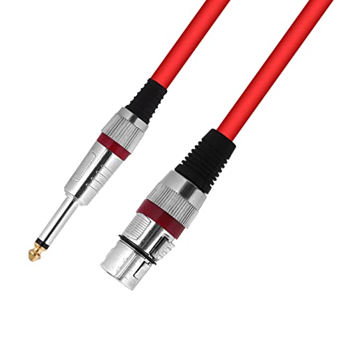 Image of Mic Cable 6.35mm Jack Male To XLR 3PIN Female Cord Wire For Microphone /Guitar Cable .Red,1pc pack. (5 Meter /16.4 Feet) Red Cable