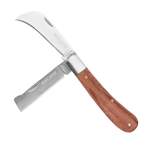 HALNKSZDDD Veredelungsmesser, zweischneidiges Gartenmesser, Gartenknospenmesser aus rostfreiem Stahl, Klappmesser zum Veredeln, multifunktionales Schneidwerkzeug