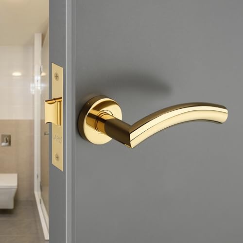 Image of LAPO Keyless Lock for Bathroom Door | 45x45mm Lock Body | Brass Latch System | Works with 30-50mm Door Thickness | Gold Finish | Universal Door Support | Easy Mounting | 3 Years Warranty | CMH-5T