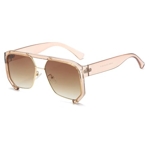 Lunettes de soleil à demi-monture avec double pont vintage et verres dégradés protecteurs