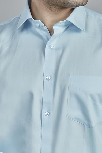 Image of Men's Solid Formal Shirt | Regular Fit |100% Pure Cotton Satin | Classic Collar | Full Sleave