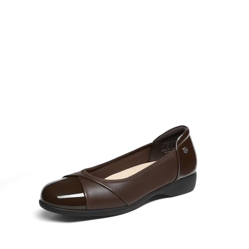 DREAM PAIRS Women's Ballet Flats Work Office Dress Shoes Comfortable Dressy Casual Flats for Women 6.5 Brown