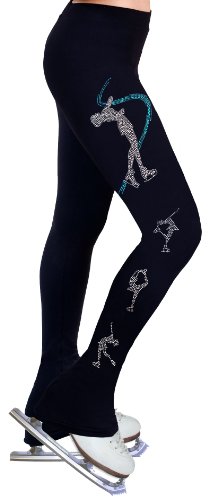 NY2 SPORTSWEAR Figure Skating Practice Pants with Rhinestones R249 (Adult Large) Black