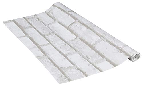Venilia Lámina adhesiva, Blanco piedra Aspecto ladrillo, 90cm x 2,1m, Espesor 95μ, Vinilo autoadhesivo para muebles o cocina, decorativas papel pintado pared, PVC sin ftalatos, Fabricado en UE