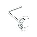 Filigree Moon L-Shape Nose Ring (Sold Individually) (Steel)