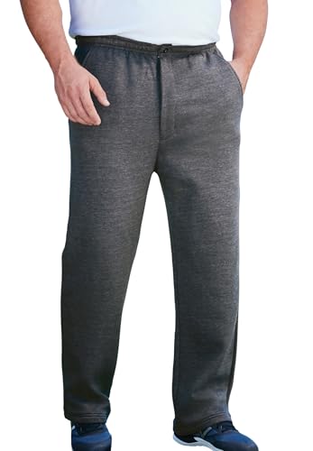 KingSize Men's Big & Tall Fleece Zip Fly Pants - Tall - L, Heather Charcoal