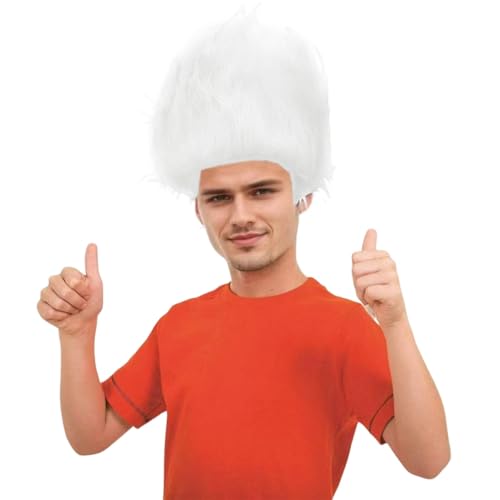 Image of Unisex Funny Wig Crazy Wigs for Adults Halloween Costume Wig and Party Pelucas (White, Medium)
