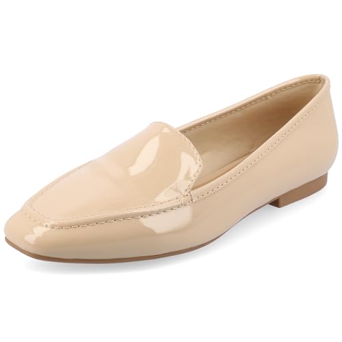 Image of Journee Womens Suede Loafer Flat Square Toe Noticed Topline Padded Block Heel - Tullie Casual Dress Shoe