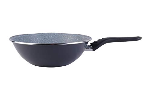 MAGEFESA-Dolomiti-Wok-28cm-de-Acero-vitrificado-Exterior-Gris-Marengo-Antiadherente-bicapa-Reforzado-Efecto-marmol-Apto-para-Todo-Tipo-de-cocinas-Especial-induccion-50-de-Ahorro-energetico