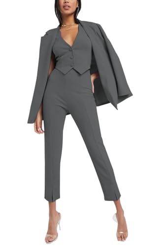 Elevate Your Style with Manshidi's Elegant 3 Piece Pant Suits for Women - Grey, Size 2