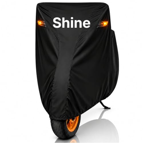 Image of Dhoom Bike Body Cover for Shine Cover | 100% Waterproof, Dustproof & Scratch Resistant | Heavy Duty Two Wheeler Covers with UV Protection, Heat Resistant | All Weather Outdoor Bike Cover (Black)