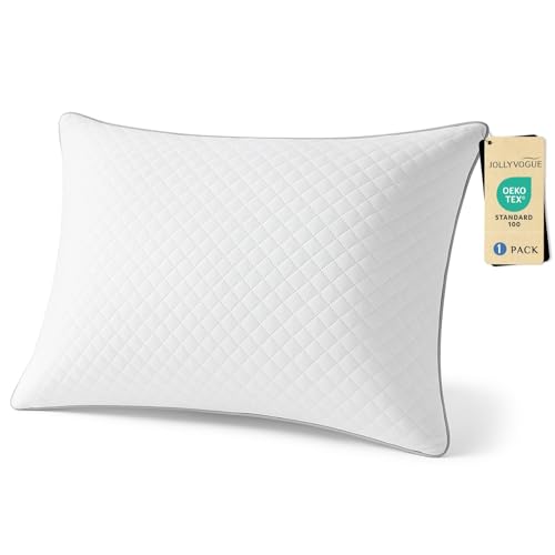 JOLLYVOGUE Queen Pillows, Oeko-Tex Certified Pillows with Double-Sided Crystal Velvet, Medium Support for Side, Back, Stomach Sleepers