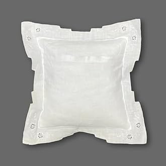 MODERN HEIRLOOM Embroidered and LACE 2-PC Pillow Decorative Pillow Set, 10 inches, Candace White 10" 2 Count