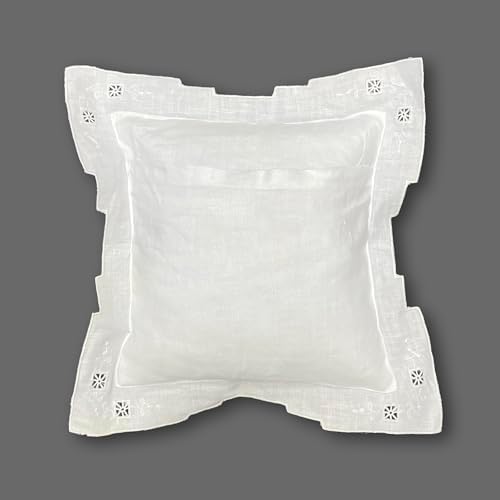 MODERN HEIRLOOM Embroidered and LACE 2-PC Pillow Decorative Pillow Set, 10 inches, Candace White 10" 2 Count