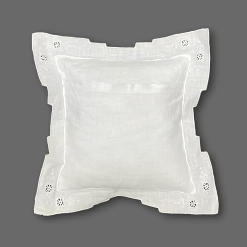 MODERN HEIRLOOM Embroidered and LACE 2-PC Pillow Decorative Pillow Set, 10 inches, Candace White 10" 2 Count