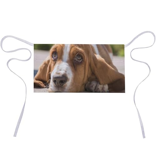 Tablier court imperméable anti-taches à séchage rapide motif Basset Hound