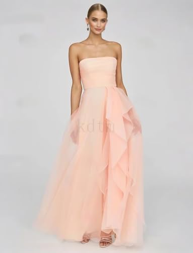 KDTM Strapless Prom Dresses for Women 2025 Puffy Ball Gowns Long Tulle Ruffles Formal Dress with Slit3