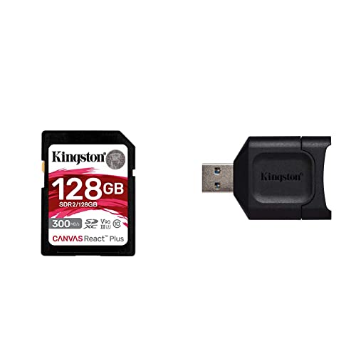 Kingston Canvas React Plus 128Gb Sd Card | Sdxc Uhs-Ii | 300R/260W U3 V90 | Full Hd/4K/8K | Sdr2/128Gb & Mobilelite Plus Usb 3.2 Sdhc/Sdxc Uhs-Ii Card Reader (Mlp) #TOP15