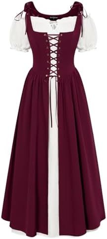 Scarlet Darkness Renaissance Costume Women Halloween Medieval Pir...