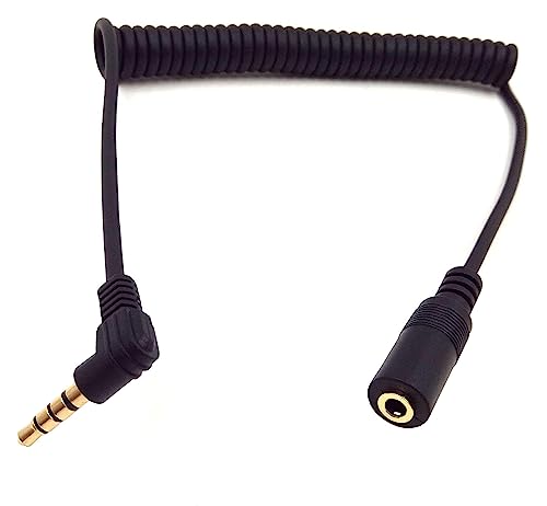 Gerolde Stereo Audio Kabel Haokiang Rechte Hoek 90 Graden 1 tot 6Ft 3.5mm Spring Audio Aux Verlengkabel voor Huis/Auto Stereo, Telefoon, Headset en Meer (M/F TRRS)
