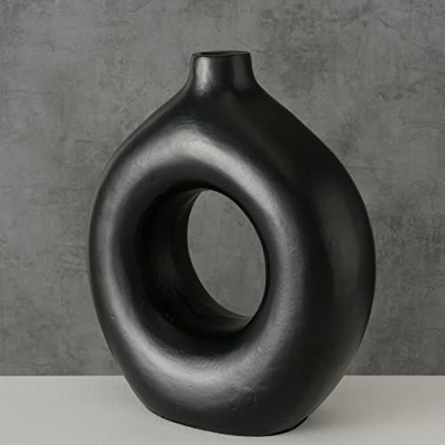 Iconic Scandi Ring Vase, Black Finished Aluminum, O-Shape, 9 Inches, Modernist Home Decor #TOP5