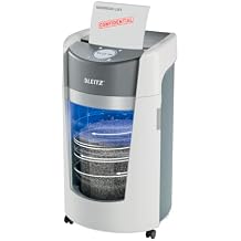 Leitz IQ OptiMax Paper Shredder, Micro Cut, 10 Sheet, 9 Gallon Bin, P5 Security, Ultra Quiet 10-Second Shredding, Office Home WSM350039