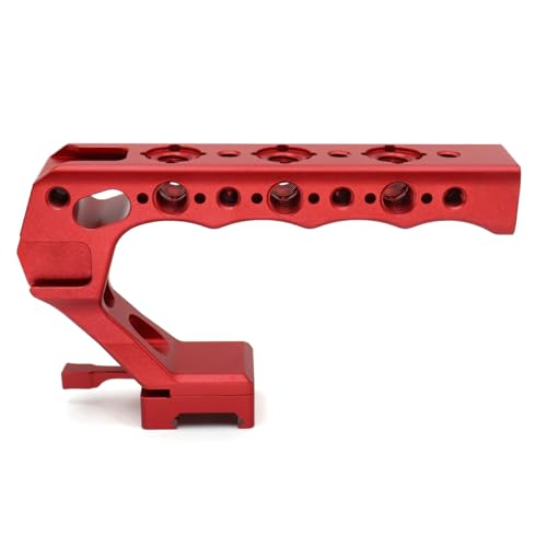 Image of NATO Top Handle, Quick Release NATO Grip with 4 Cold Shoe Adapters for DSLR Camera Cage, Universal Top Handle with 3 /8-16 and 1 /4-20 Thread Holes (Red)