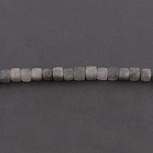 Quartz rutilé noir cube facetté briolette 9-10mm pour création bijoux