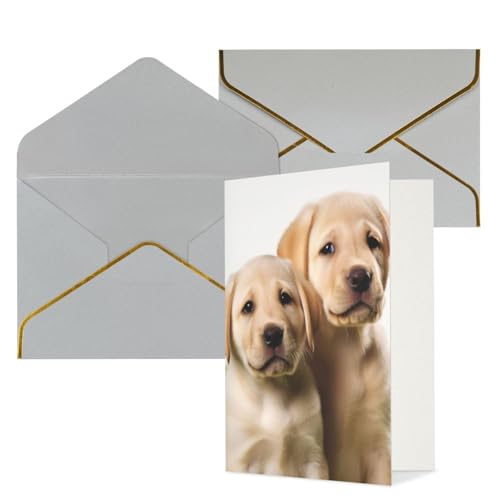 KKLWEGU 面白いラブラドール子犬 グリーティングカード 封筒付き Thinking of You カード Happy Birthday 結婚式 招待状 空白のメモカード あらゆる機会に 4x6