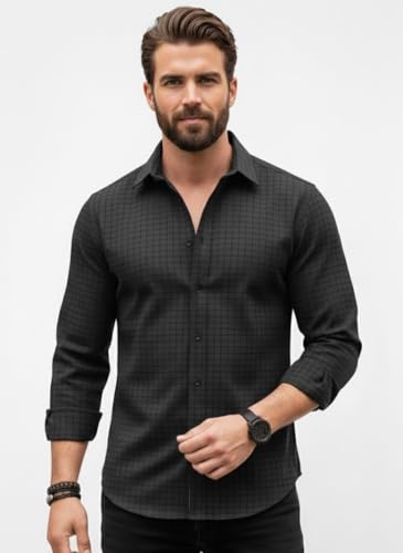 Image of Amazon Brand - INKAST Men's Slim Fit Button Down Dress Shirts Textured Long Sleeve Casual Hawaiian Shirt