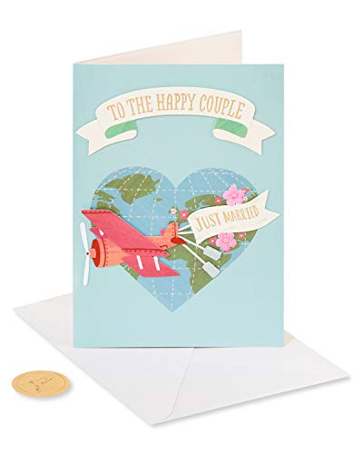 Carte de mariage Papyrus Just Married Flight pour félicitations aux mariés