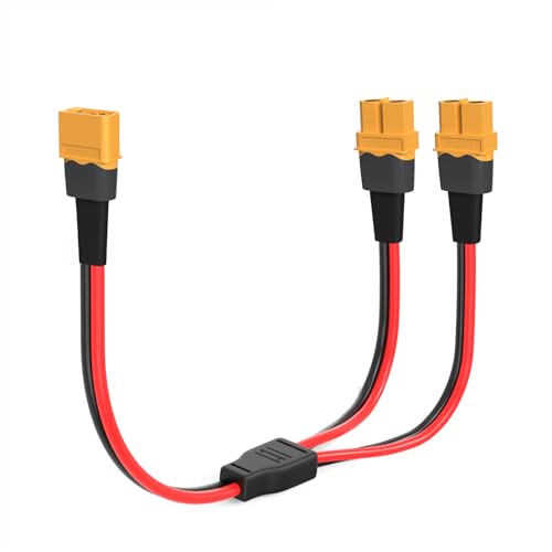 ELFCULB XT60 Y Splitter,12AWG XT60 1 Male to 2 Female Connector Cable for UAV Phantom Quadcopter RC Car(1FT)