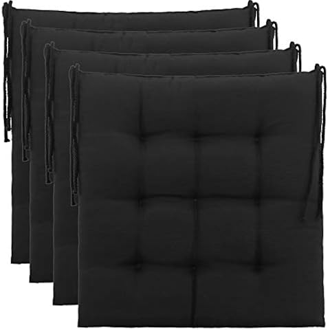 Brandsseller Sitzkissen Dekokissen Stuhlkissen Zierkissen Gartenkissen 9er Steppung - Größe: ca. 40 x 40 cm - 4er Vorteilspaket - Schwarz Cover