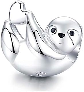 Qings Sloth Bead Charms 925 Sterling Silver for Bracelet and Necklace Making DIY Cute Animal Jewelry for Women and Girls