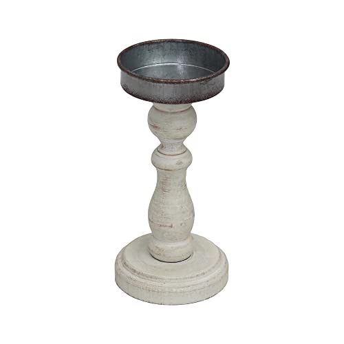 Paris Loft Farmhouse Hand Carved Wooden Pillar Candle Holder For Table Mantle, Shabby Chic Candle Holder Stick Stand For Christmas Wedding 8-7/8''H #TOP2