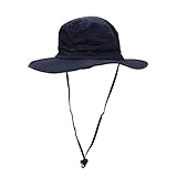 Sonnenhut Fischerhut Faltbar Buschhut mit Kinnband UPF 50+ Sonnenschutz Unisex Sporthut schnell trocknend Wandern Camping Angeln Outdoor Hut Kappe Strandhut Mütze Anti UV für Damen Herren Dunkelblau
