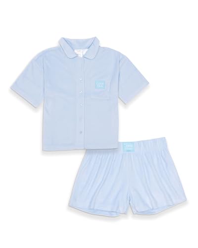 Calvin Klein girls Short Sleeve Button-down Shirt and Shorts Pajama Set