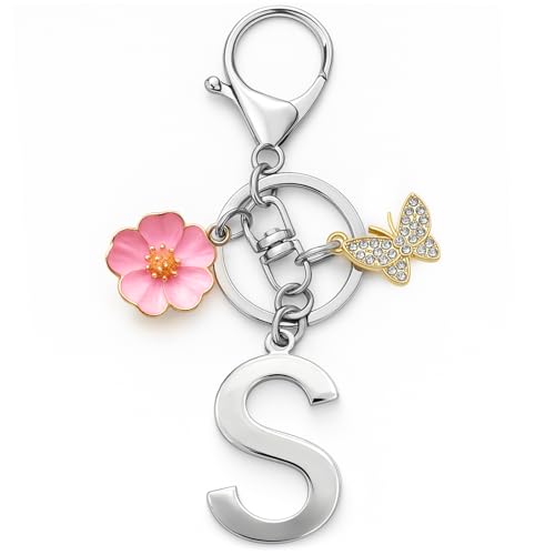 YISCOKO Llavero con letra inicial del alfabeto, llaveros para mujer, graduación, cumpleaños, Navidad, aniversario, cumpleaños, regalos para mujeres, regalos de condolencia., metalizado, S