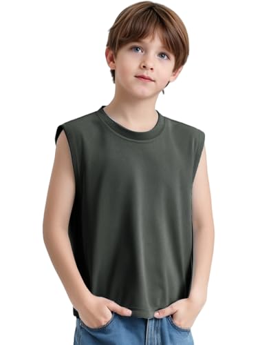 easyforever Kids Boys Cotton Tank Tops Sleeveless Athletic Shirts for Sports Workout Outdoor Activities